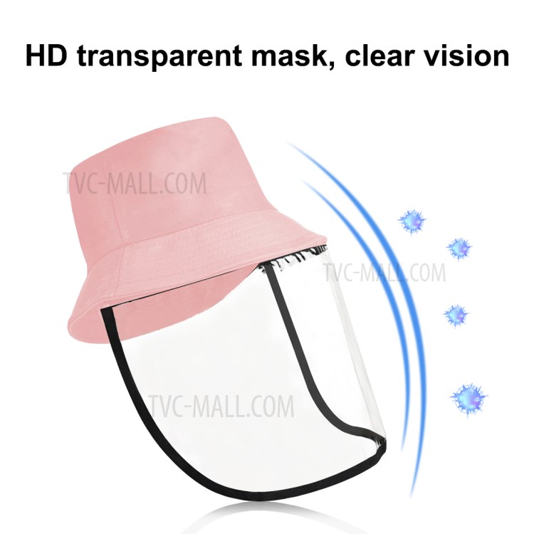 PULUZ PU464 Protección Cubo Del Sombrero A Cuadros Gorra De Pescador Con Extraíble Careta De Protección Transparente Reutilizable Visera Contra Salpicaduras Mascarilla - Rosado-6