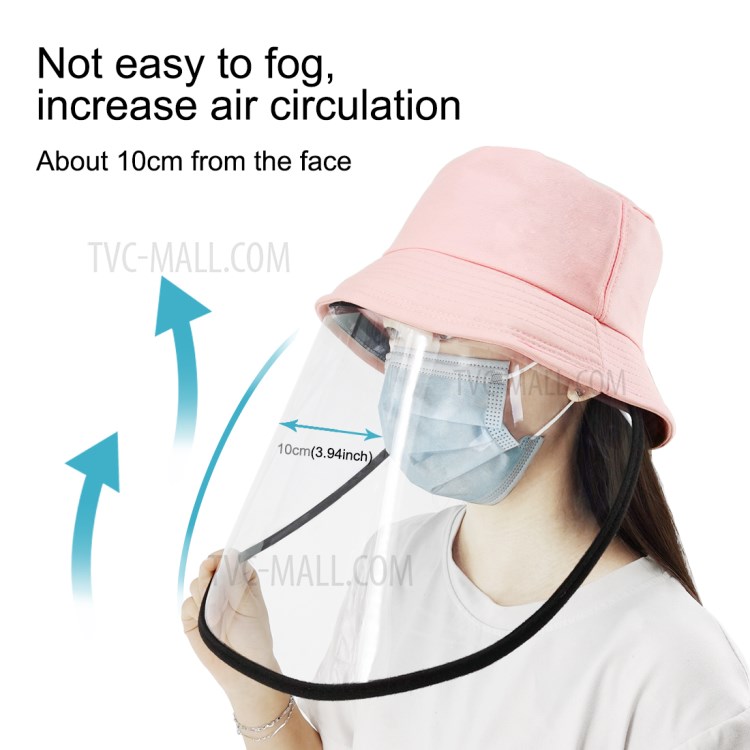 PULUZ PU464 Protección Cubo Del Sombrero A Cuadros Gorra De Pescador Con Extraíble Careta De Protección Transparente Reutilizable Visera Contra Salpicaduras Mascarilla - Rosado-7