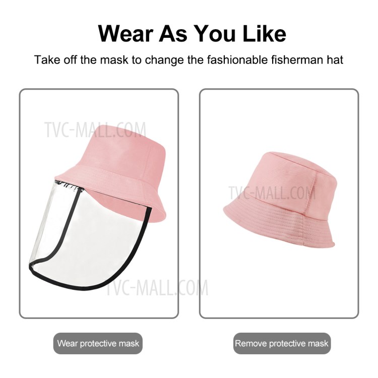 PULUZ PU464 Protección Cubo Del Sombrero A Cuadros Gorra De Pescador Con Extraíble Careta De Protección Transparente Reutilizable Visera Contra Salpicaduras Mascarilla - Rosado-8