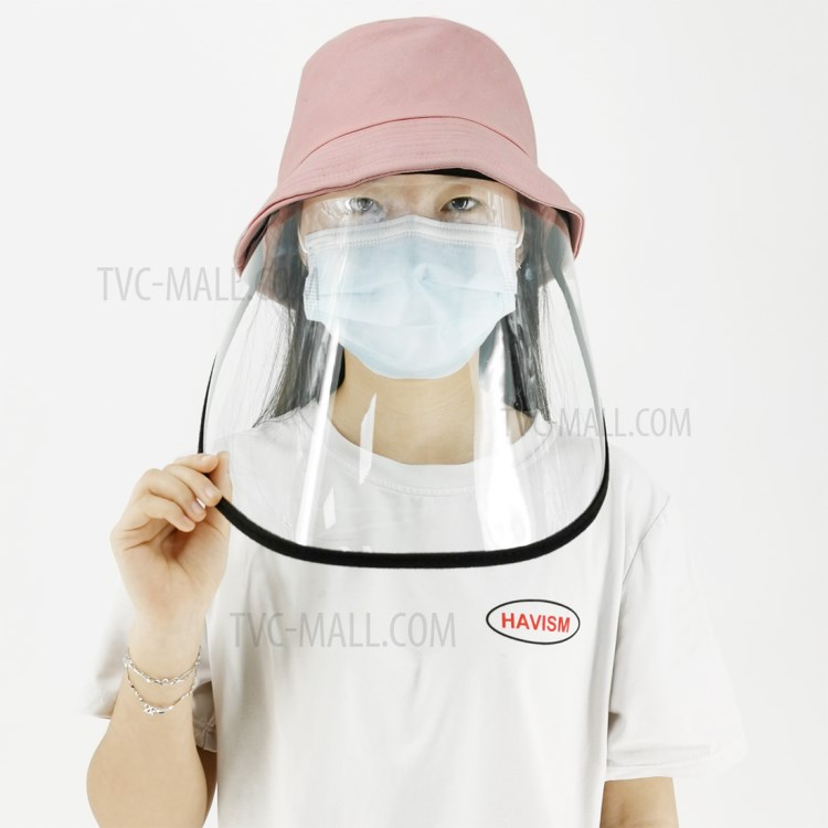 PULUZ PU464 Protección Cubo Del Sombrero A Cuadros Gorra De Pescador Con Extraíble Careta De Protección Transparente Reutilizable Visera Contra Salpicaduras Mascarilla - Rosado-9