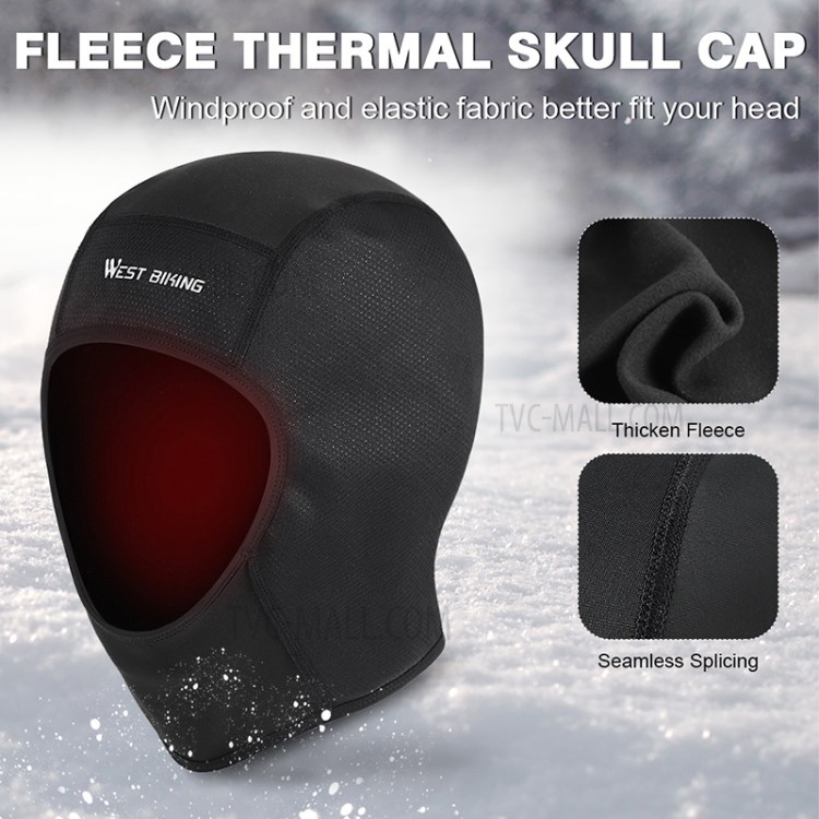 WEST BIKING Cycling Skull Cap Thermal Fleece Windproof Head Cover-4