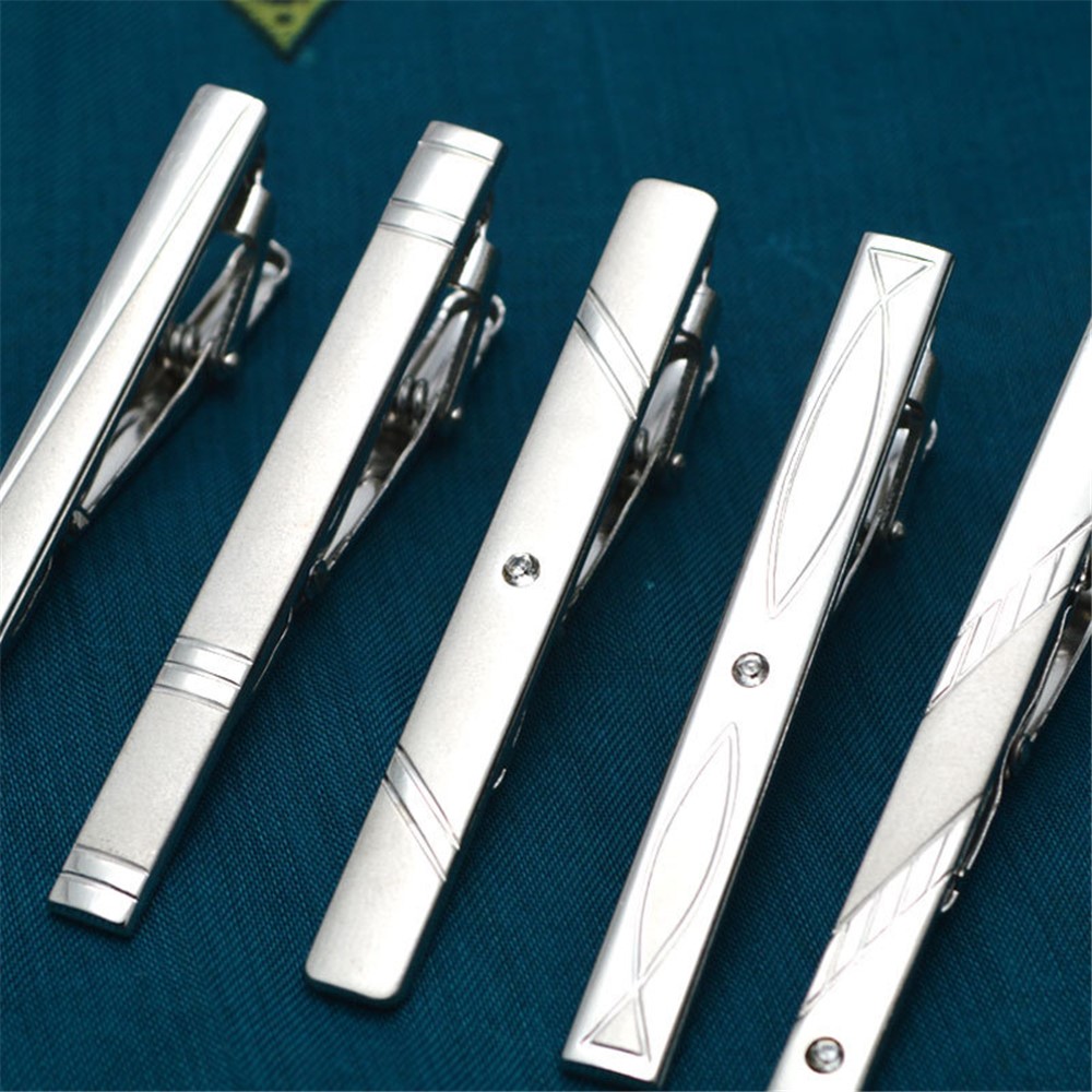 Z01-Z05 Tie Clips for Men Regular Tie Necktie Wedding Business Metal Tie Pin Clip (Silver) - Z01-2