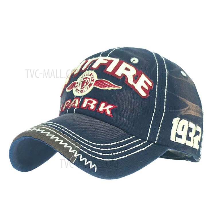 Hip Hop Cap SPARK Letter Retro Embroidery Streetwear Sports Baseball Cap Sport Fitted Hat - Navy Blue-1