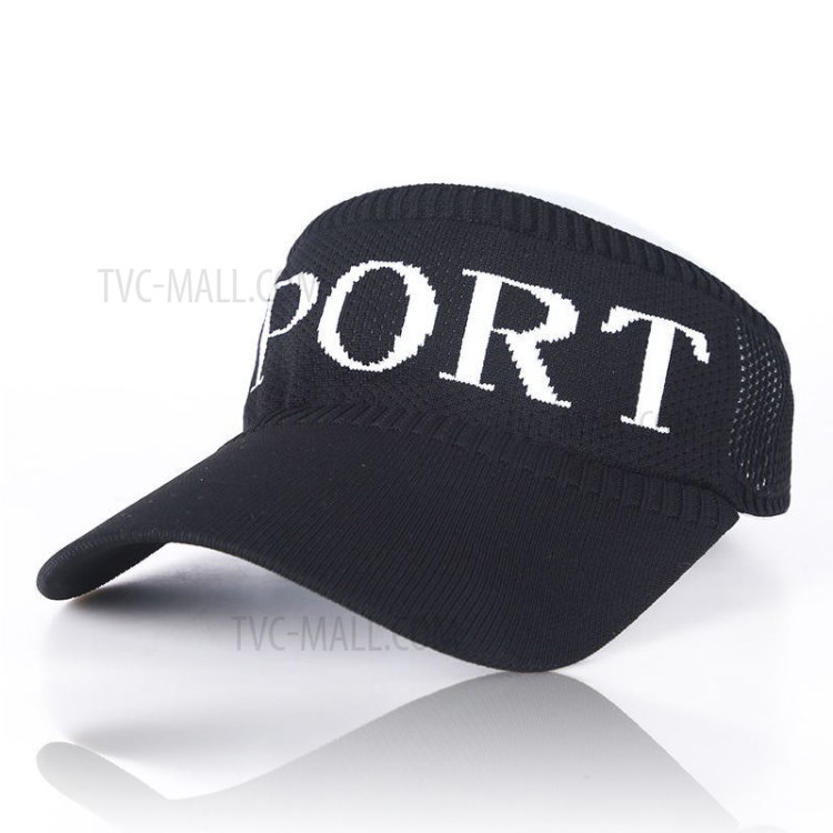 Empty Open Top Baseball Cap Sport Letter Printing UV Protection Running Sun Visor Hat - Black-1