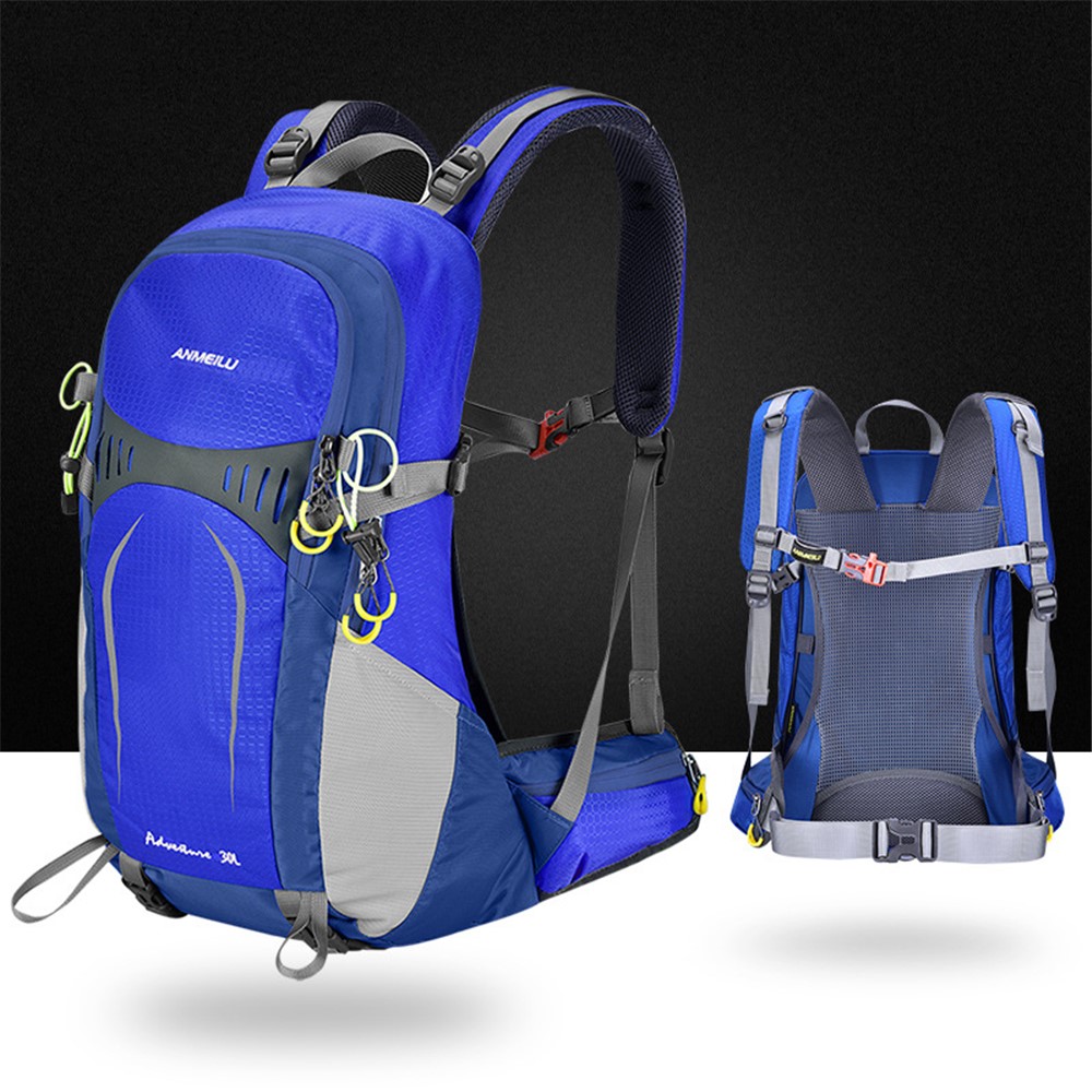 ANMEILU 0MC-6001 30L Cycling Backpack Large Capacity Breathable Rucksack with Rain Cover for Riding Camping Hiking - Blue-8