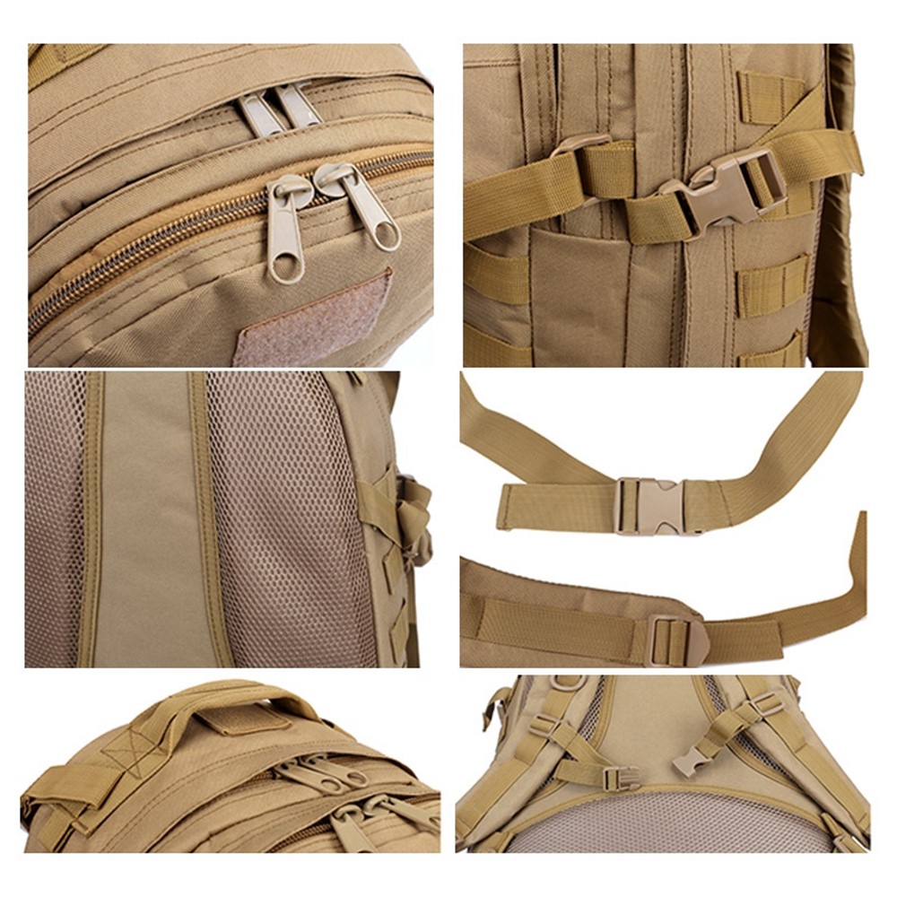 JSM J001 40L Large Capacity Military Tactical Backpack Outdoor Waterproof Army Assault Pack Rucksack for Hiking Trekking - Khaki-6