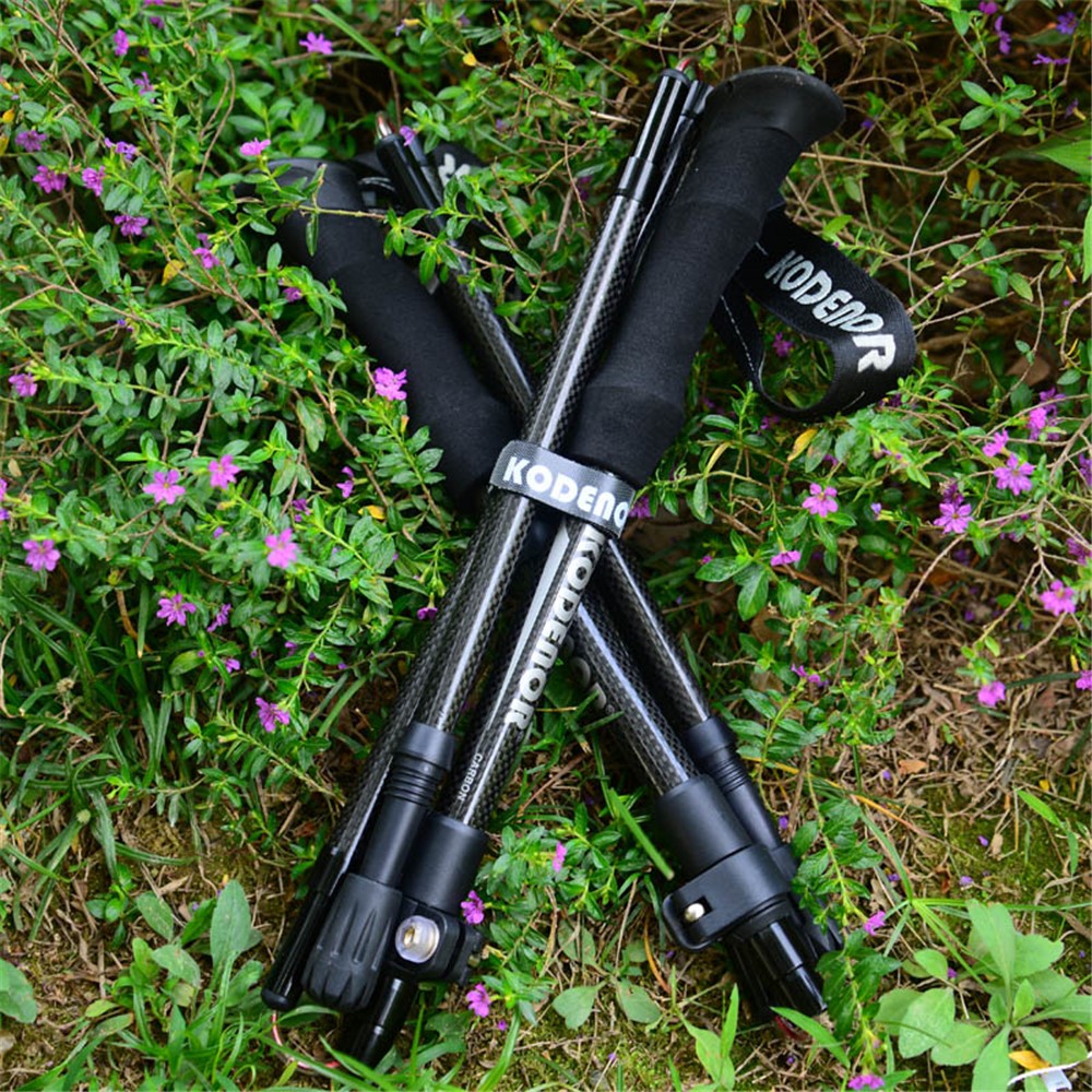 KODENOR 1# 5 Sections Telescopic Trekking Pole Outdoor Hiking 3K Carbon Fiber Walking Stick-7