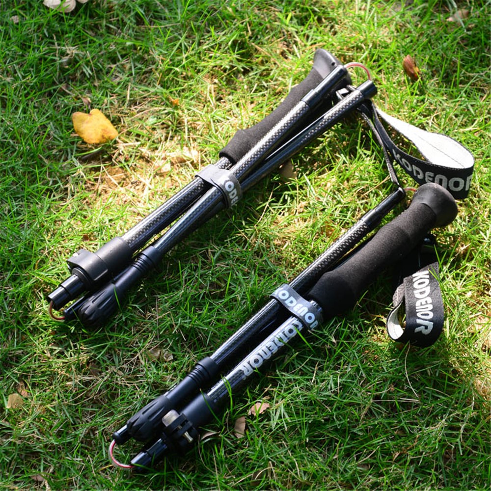 KODENOR 1# 5 Sections Telescopic Trekking Pole Outdoor Hiking 3K Carbon Fiber Walking Stick-8