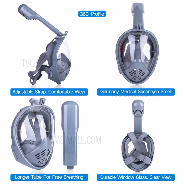 Todo Respiración Seco Tubo De Máscara De Buceo L / XL - Gris-5
