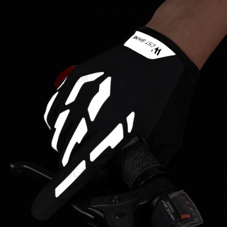WEST BIKING Bicycle Gloves Touch Screen Reflective Anti-shock Cycling Mittens, Full Finger - M-11