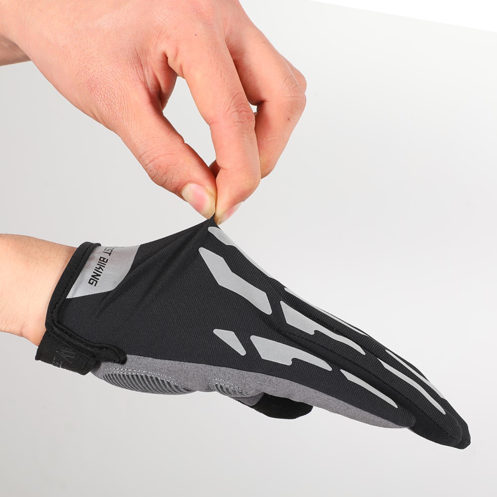 WEST BIKING Bicycle Gloves Touch Screen Reflective Anti-shock Cycling Mittens, Full Finger - M-6