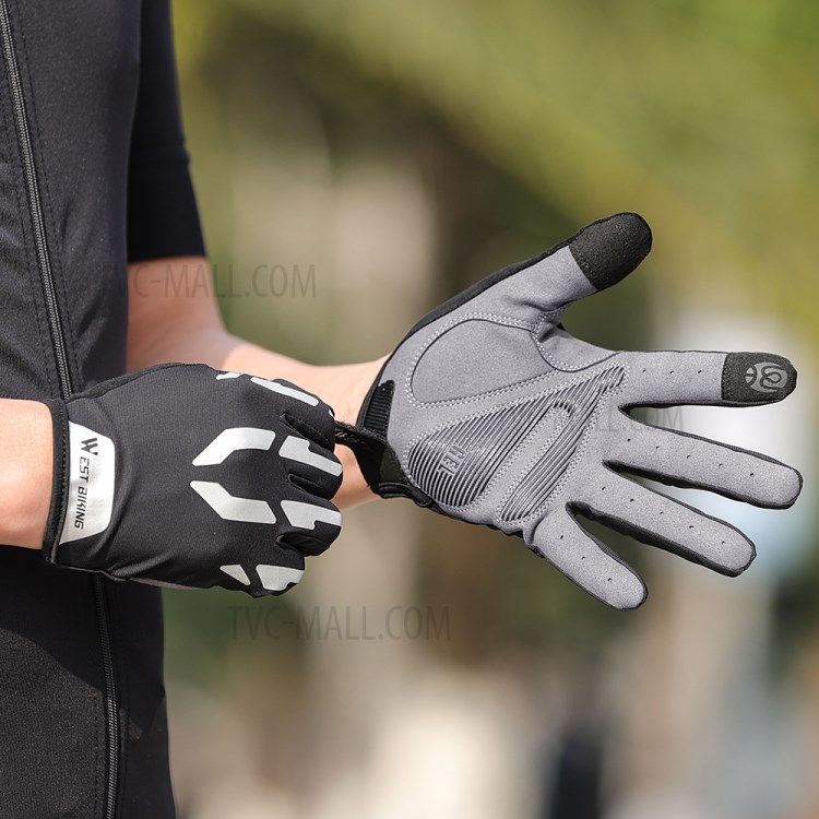 WEST BIKING Bicycle Gloves Touch Screen Reflective Anti-shock Cycling Mittens, Full Finger - M-7
