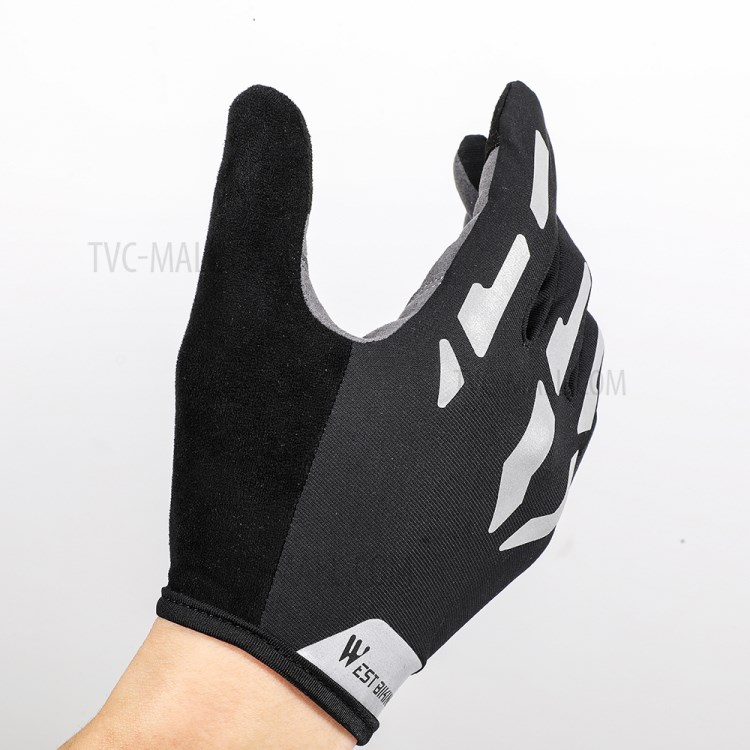 WEST BIKING Bicycle Gloves Touch Screen Reflective Anti-shock Cycling Mittens, Full Finger - M-8
