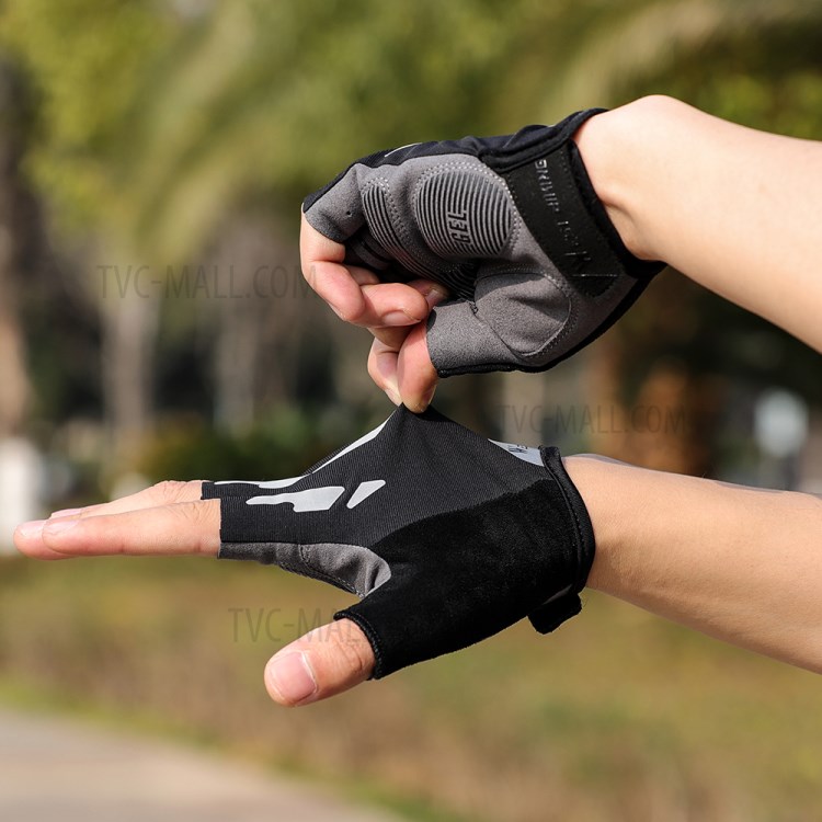 WEST BIKING Bicycle Gloves Touch Screen Reflective Anti-shock Cycling Mittens, Half Finger - M-12
