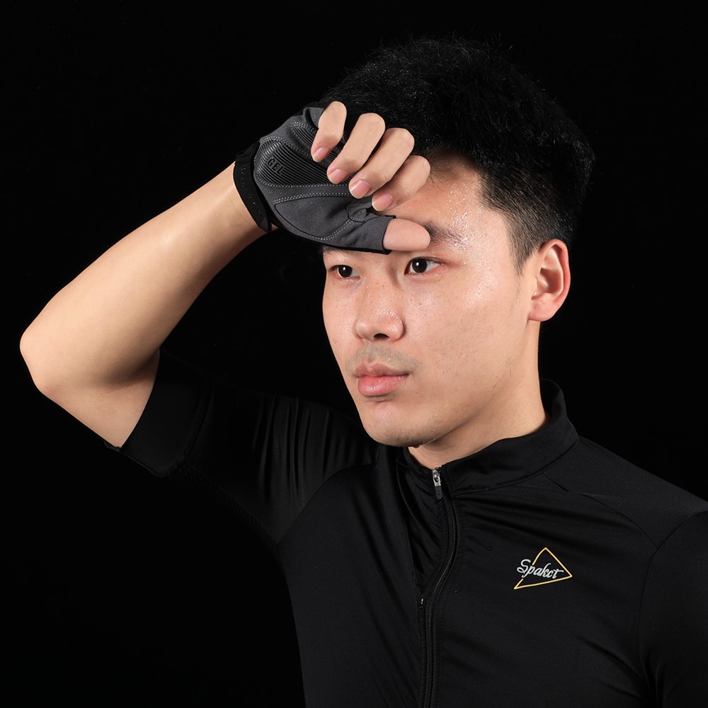 WEST BIKING Bicycle Gloves Touch Screen Reflective Anti-shock Cycling Mittens, Half Finger - M-5