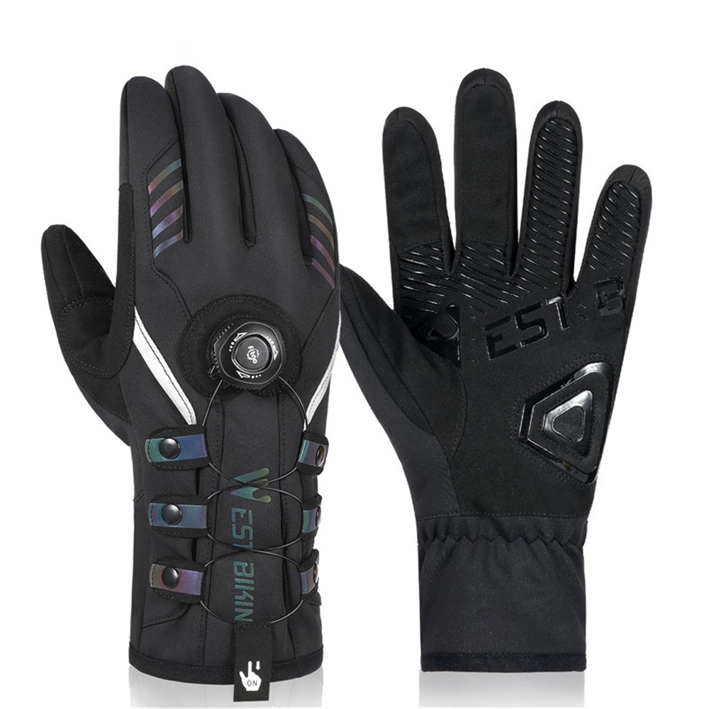 WEST BIKING Selflocking Cycling Gloves Winter Warm Reflective Touch