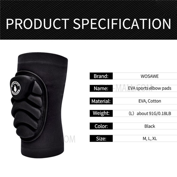 WOSAWE BL364 1 Pair Ski Roller Skating Elbow Pads Protector Elastic Anti-fall Anti-collision Elbow Guard - M-10