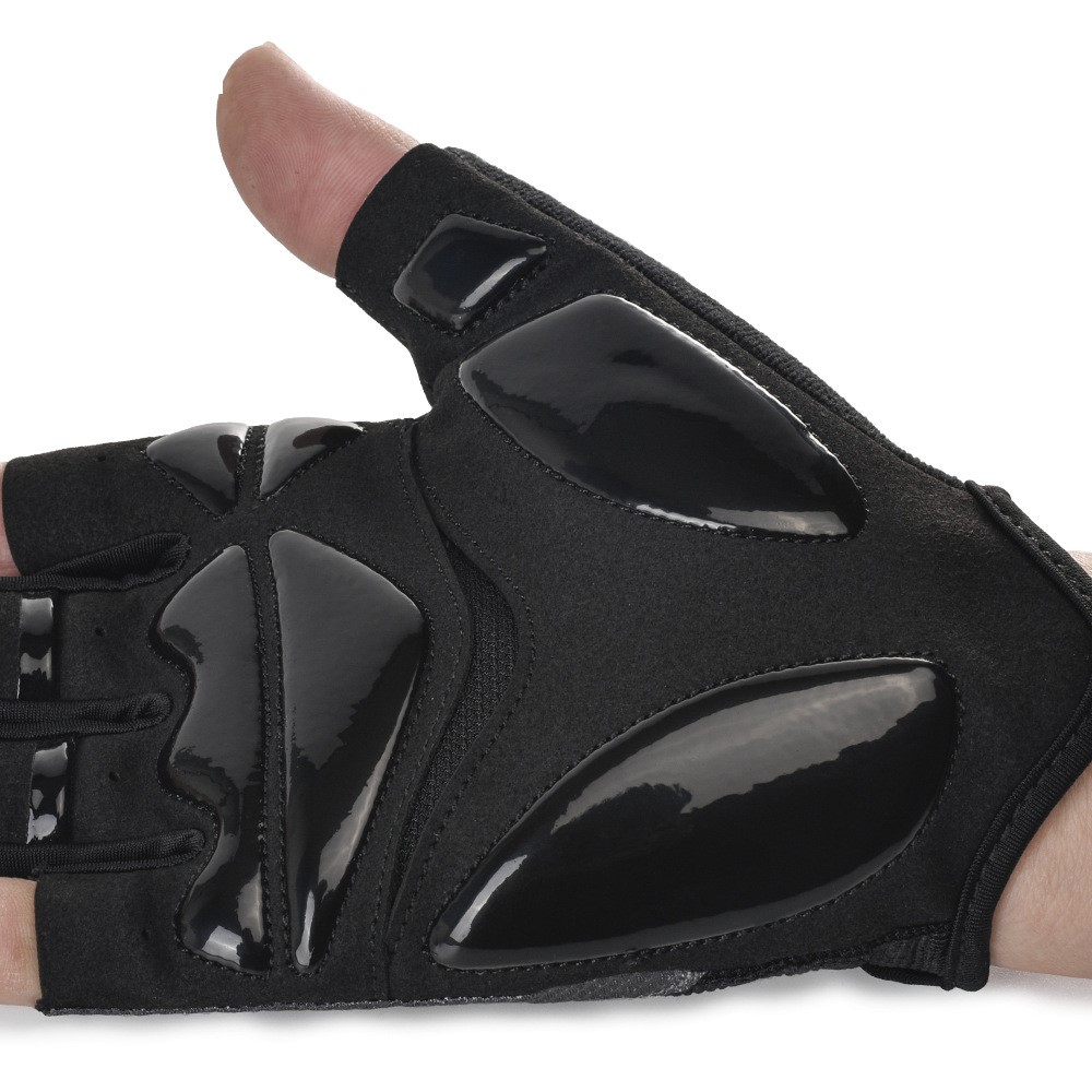 BOODUN 1681 1 Pair Half Finger Shock Absorbing Gloves Anti-slip MTB Bike Gloves Mittens for Cycling Riding - Black/Blue/Size M-8