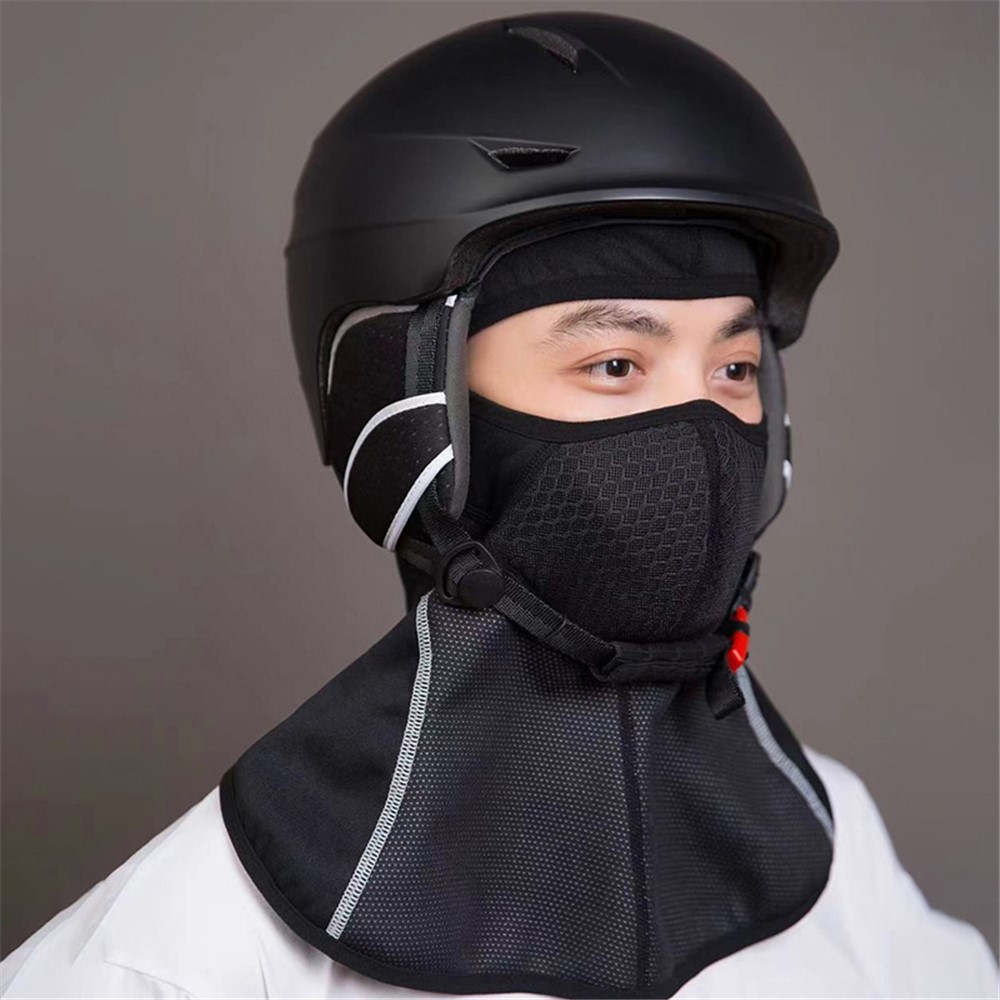 YSANAM YS3062 Outdoor Cold Proof Face Mask Warm Protection Reflective Zipper Neck Scarf for Bike Cycling - White-3