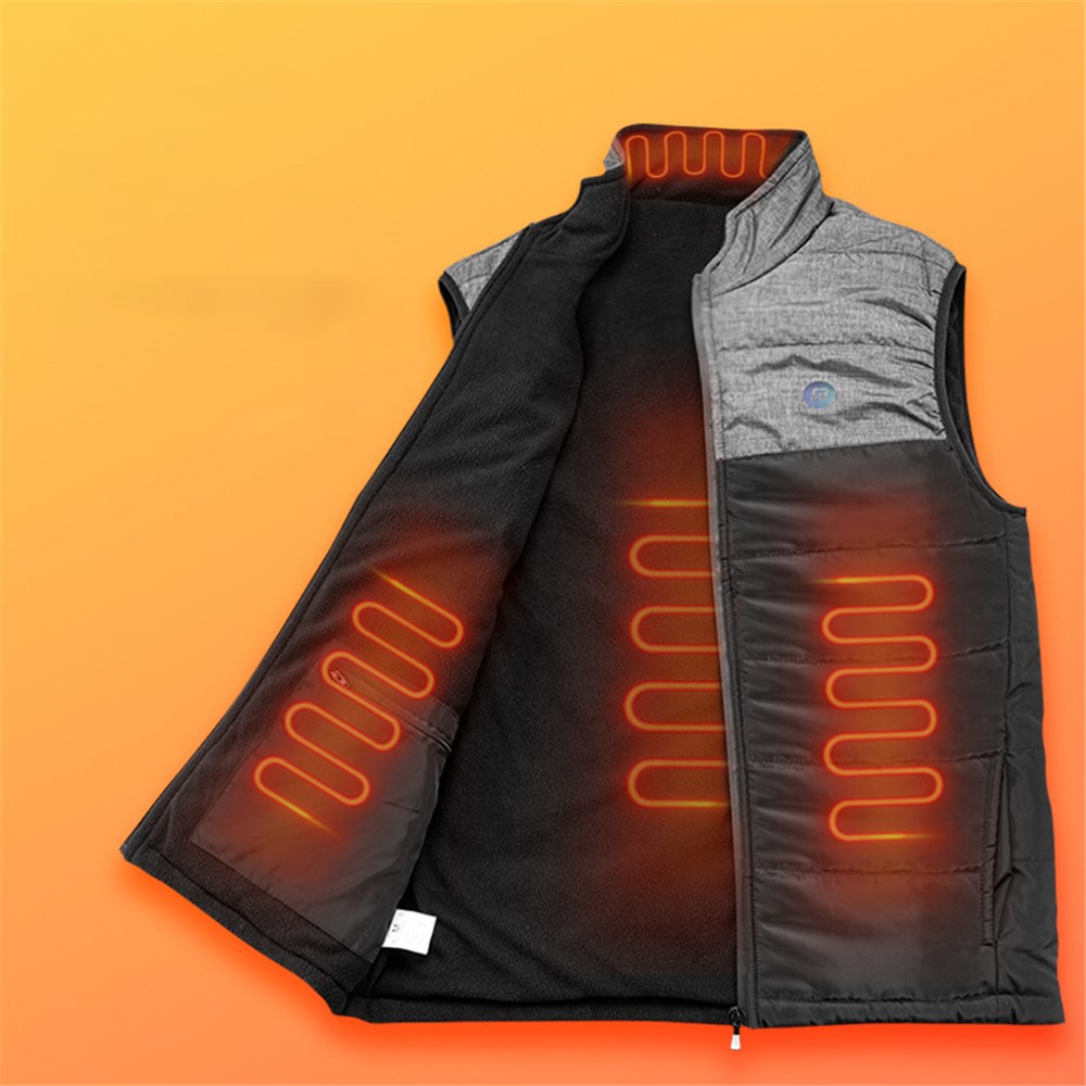 ROCKBROS YPW039 Winter Heated Jacket Motorcycle Bike Cycling Men Women USB Electric Heating Thermal Warm Vest - Black/Grey M-2