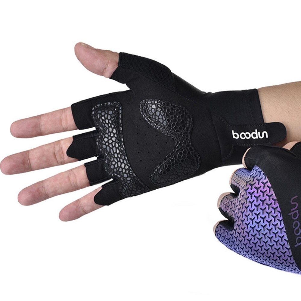 BOODUN 2301379 Multi-Color Silicone Padded Cycling Gloves Lengthened Cuff Half Finger Road Bike Gloves Outdoor/Sports/Workout Cycling Accessory - Multi-color/M-2
