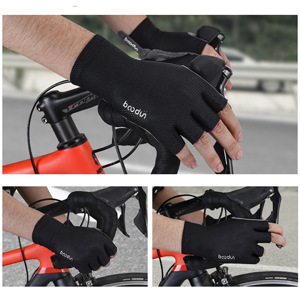 BOODUN 1 Pair MTB Cycling Half Finger Gloves Anti-slip Breathable Bicycle Riding Gloves Mittens - Green/S-4