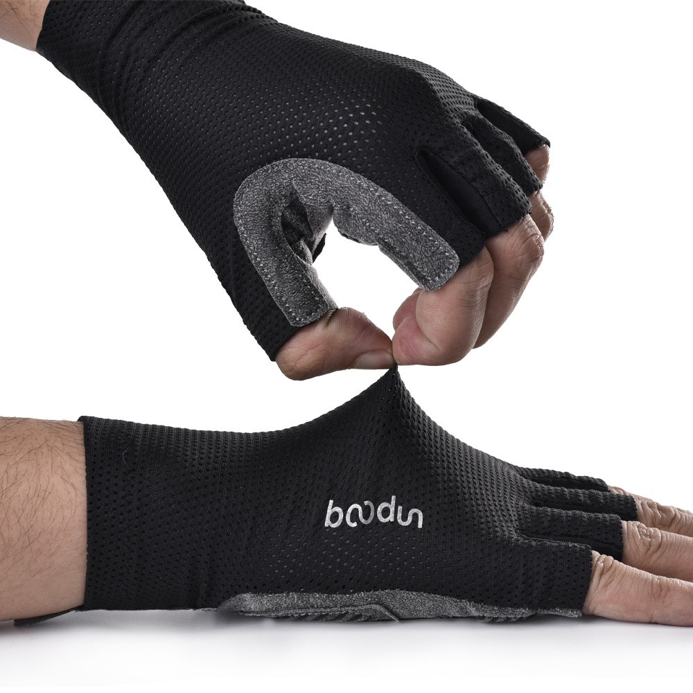 BOODUN 1 Pair MTB Cycling Half Finger Gloves Anti-slip Breathable Bicycle Riding Gloves Mittens - Green/S-6