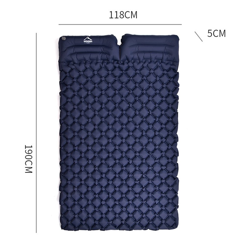 WIDESEA WSCM-005 Outdoor Camping Double Person Inflatable Mattress Folding Air Bed Picnic Pillow Blanket with Air Bag - Navy Blue-7