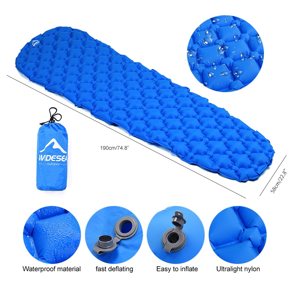 WIDESEA WSCM-002 Travel Air Mat Inflatable Camping Mattress Folding Camping Bed Picnic Blanket with Air Bag - Blue-7