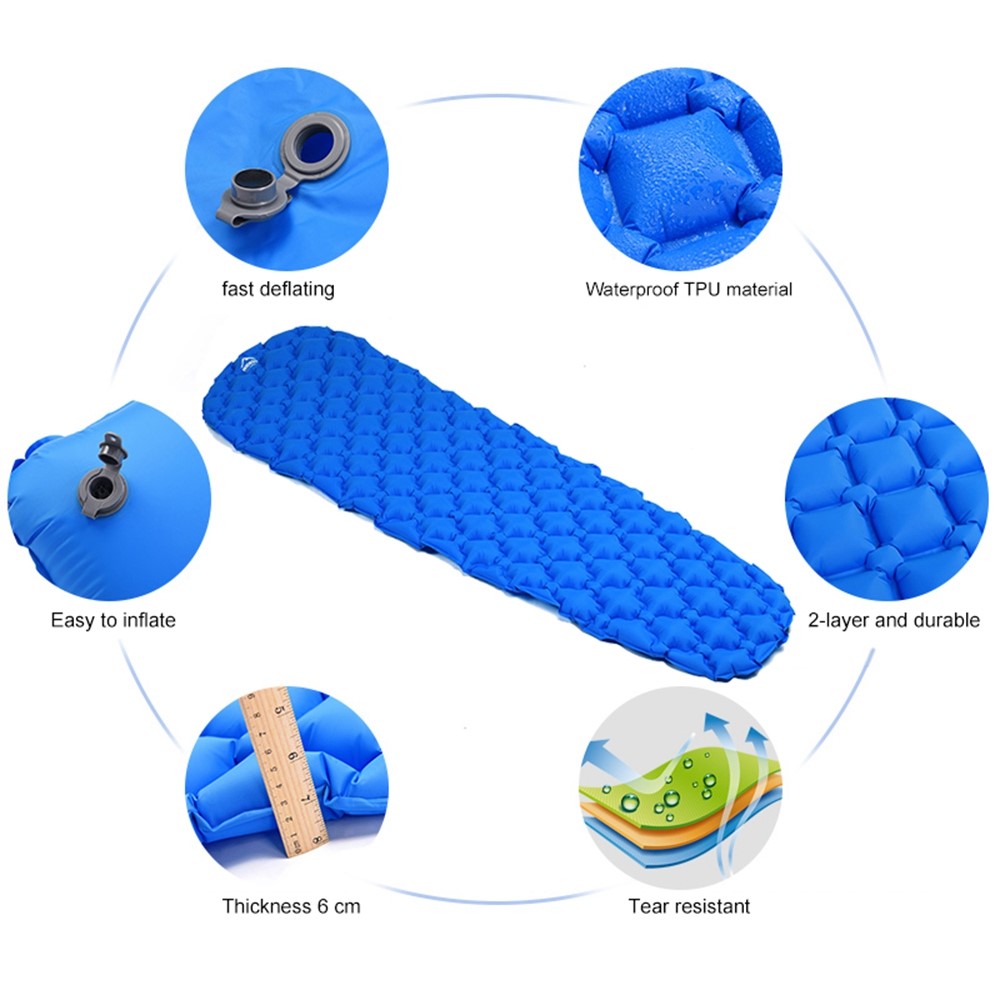 WIDESEA WSCM-002 Inflatable Camping Mattress Folding Camping Bed Picnic Blanket Travel Air Mat - Blue-3