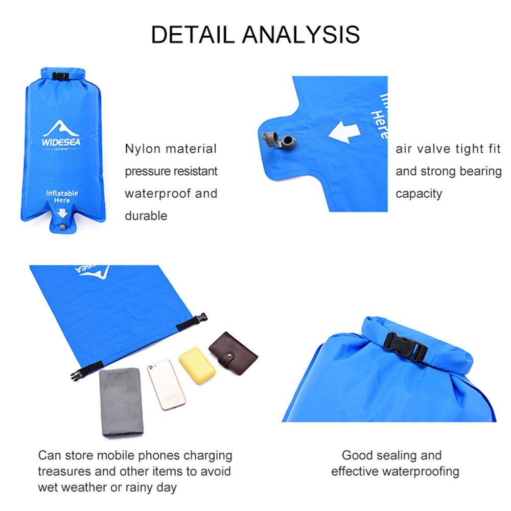 WIDESEA WSCM-002 Inflatable Camping Mattress Folding Camping Bed Picnic Blanket Travel Air Mat - Blue-5