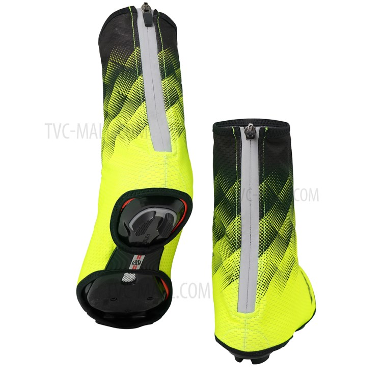WHEELUP One Pair Reflective Fleece Toe Covers Waterproof Winter Bike Shoe Cover for Cycling - Green/Size: M-2