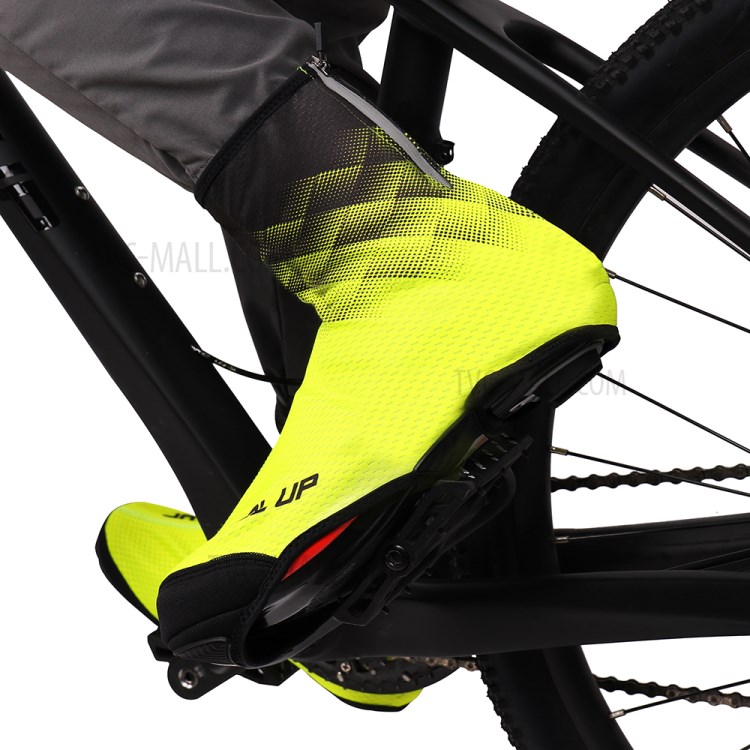WHEELUP One Pair Reflective Fleece Toe Covers Waterproof Winter Bike Shoe Cover for Cycling - Green/Size: M-7