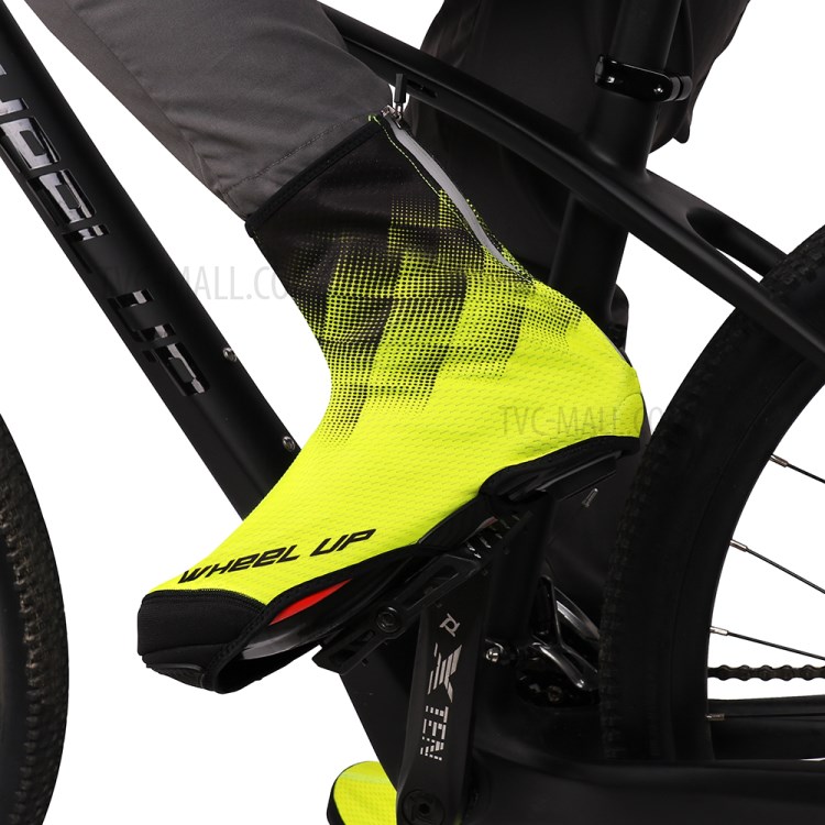 WHEELUP One Pair Reflective Fleece Toe Covers Waterproof Winter Bike Shoe Cover for Cycling - Green/Size: M-8