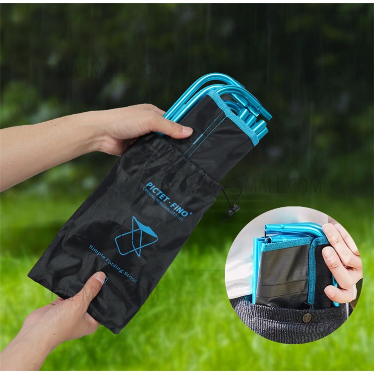 PICTET.FINO RH97 M Size Portable Folding Stool Aluminum Alloy+Oxford Cloth Outdoor Camping Fishing Chair - Sky Blue-2