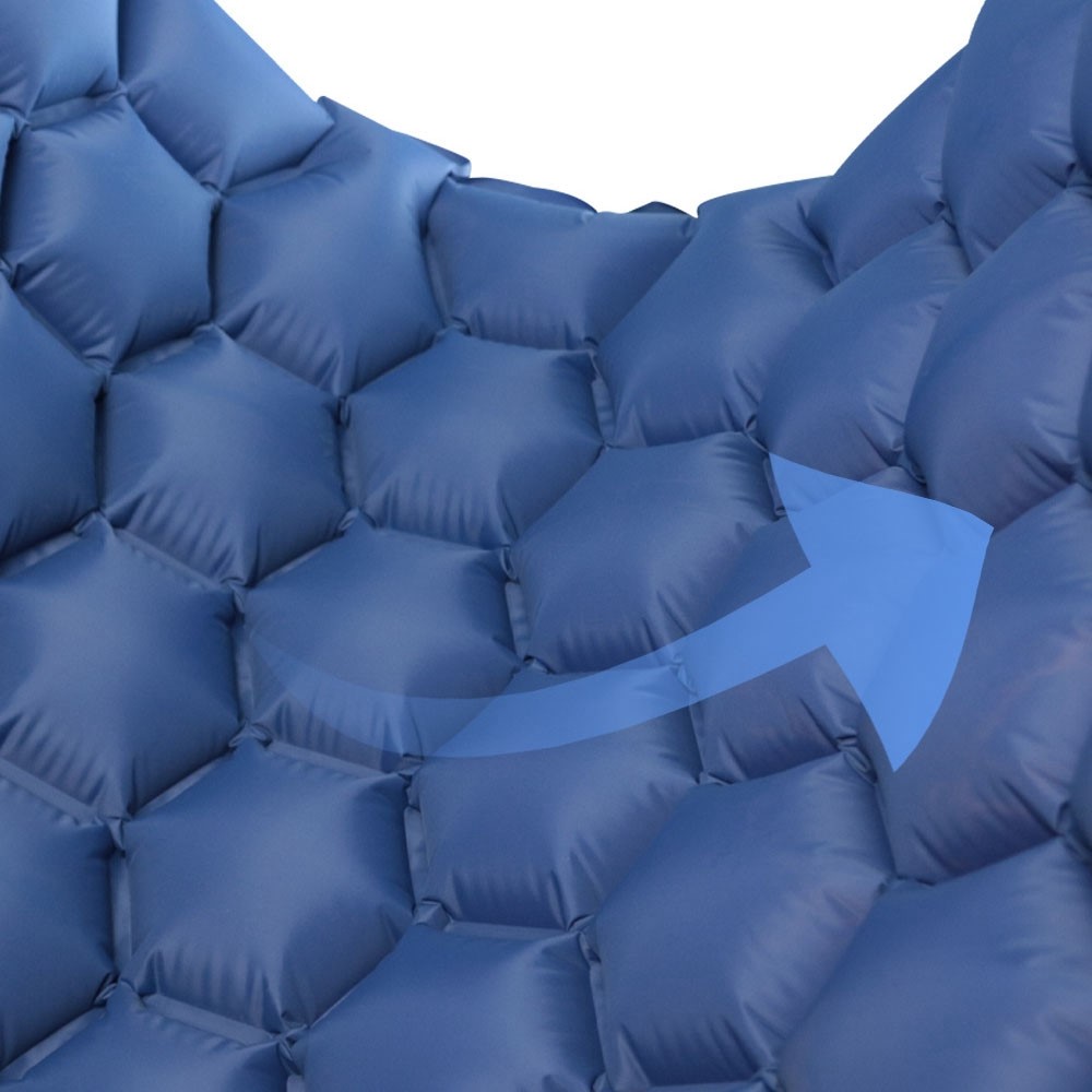 GM-AM23 Hexagon Texture Foldable Sleeping Pad Camping Lightweight Inflatable Sleeping Mat for Backpacking, Picnic, Tent, Hiking, Car Traveling - Blue-2