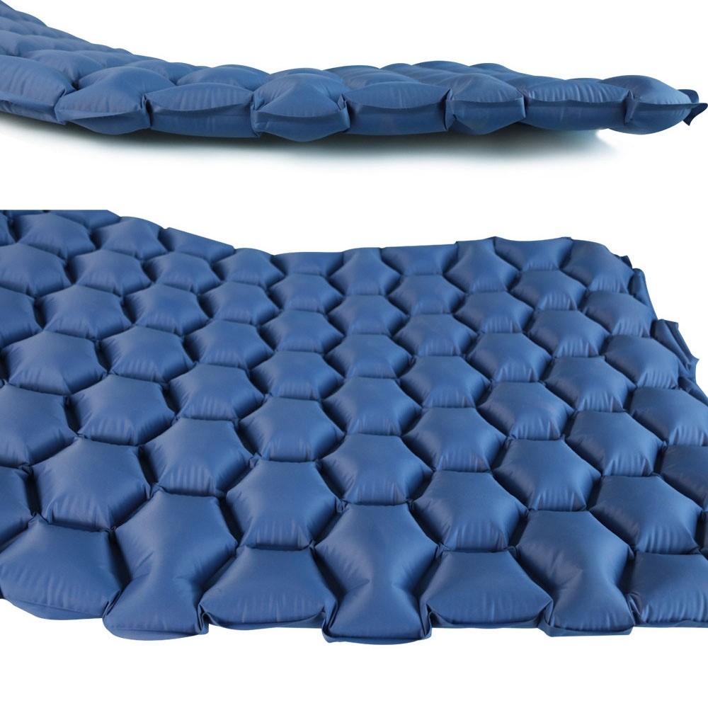 GM-AM23 Hexagon Texture Foldable Sleeping Pad Camping Lightweight Inflatable Sleeping Mat for Backpacking, Picnic, Tent, Hiking, Car Traveling - Blue-3