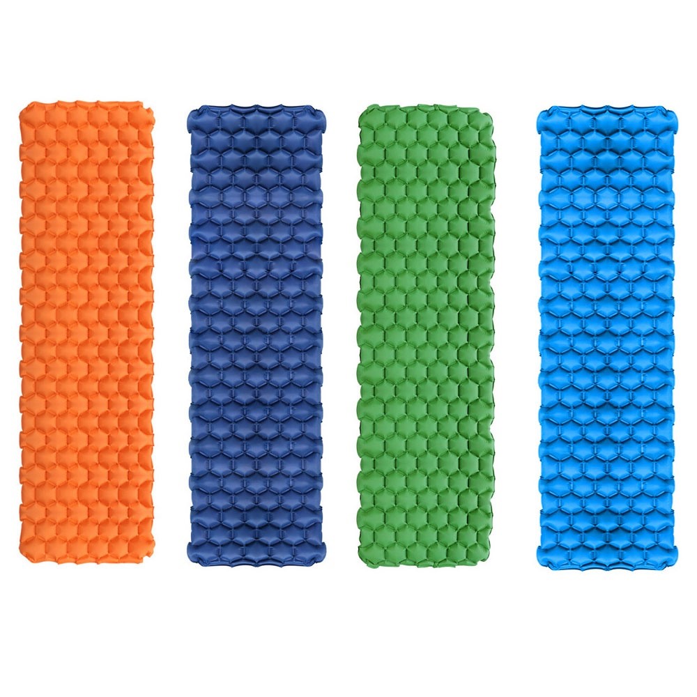 GM-AM23 Hexagon Texture Foldable Sleeping Pad Camping Lightweight Inflatable Sleeping Mat for Backpacking, Picnic, Tent, Hiking, Car Traveling - Blue-5
