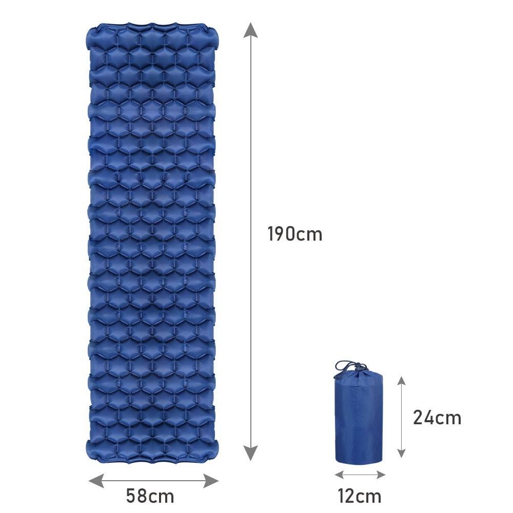 GM-AM23 Hexagon Texture Foldable Sleeping Pad Camping Lightweight Inflatable Sleeping Mat for Backpacking, Picnic, Tent, Hiking, Car Traveling - Blue-6