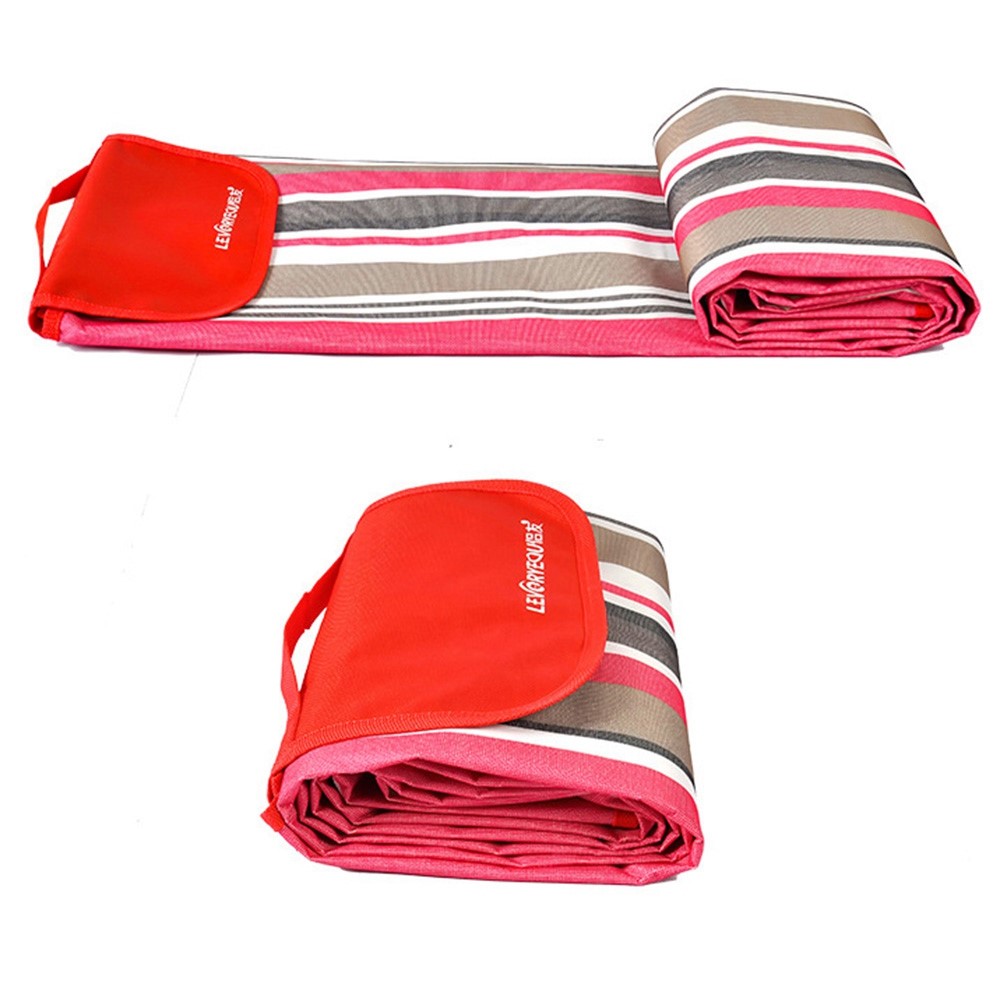 LEVORYEOU LR-987774 200*200cm Waterproof Oxford Fabric Portable Outdoor Camping Picnic Mat Foldable Lawn Mat - Blue Stripes-3