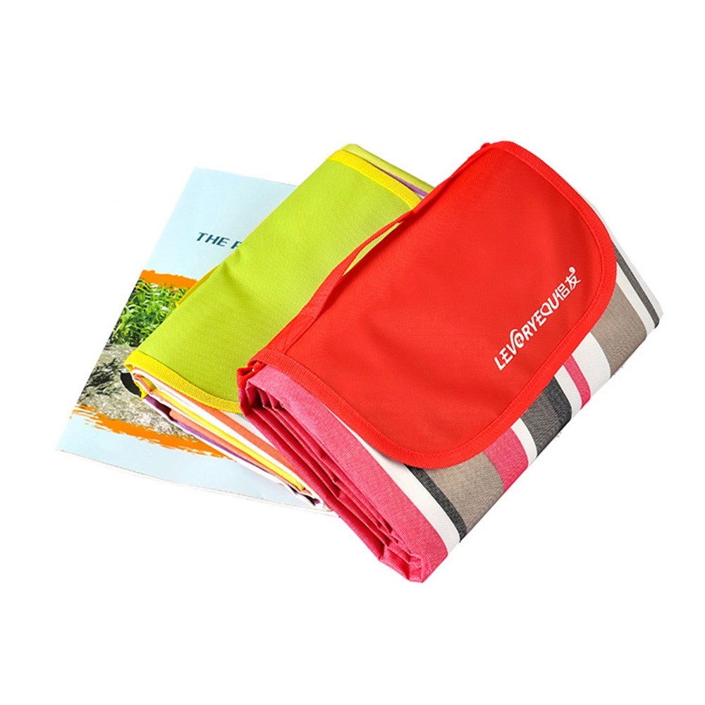 LEVORYEOU LR-987774 200*200cm Waterproof Oxford Fabric Portable Outdoor Camping Picnic Mat Foldable Lawn Mat - Blue Stripes-7