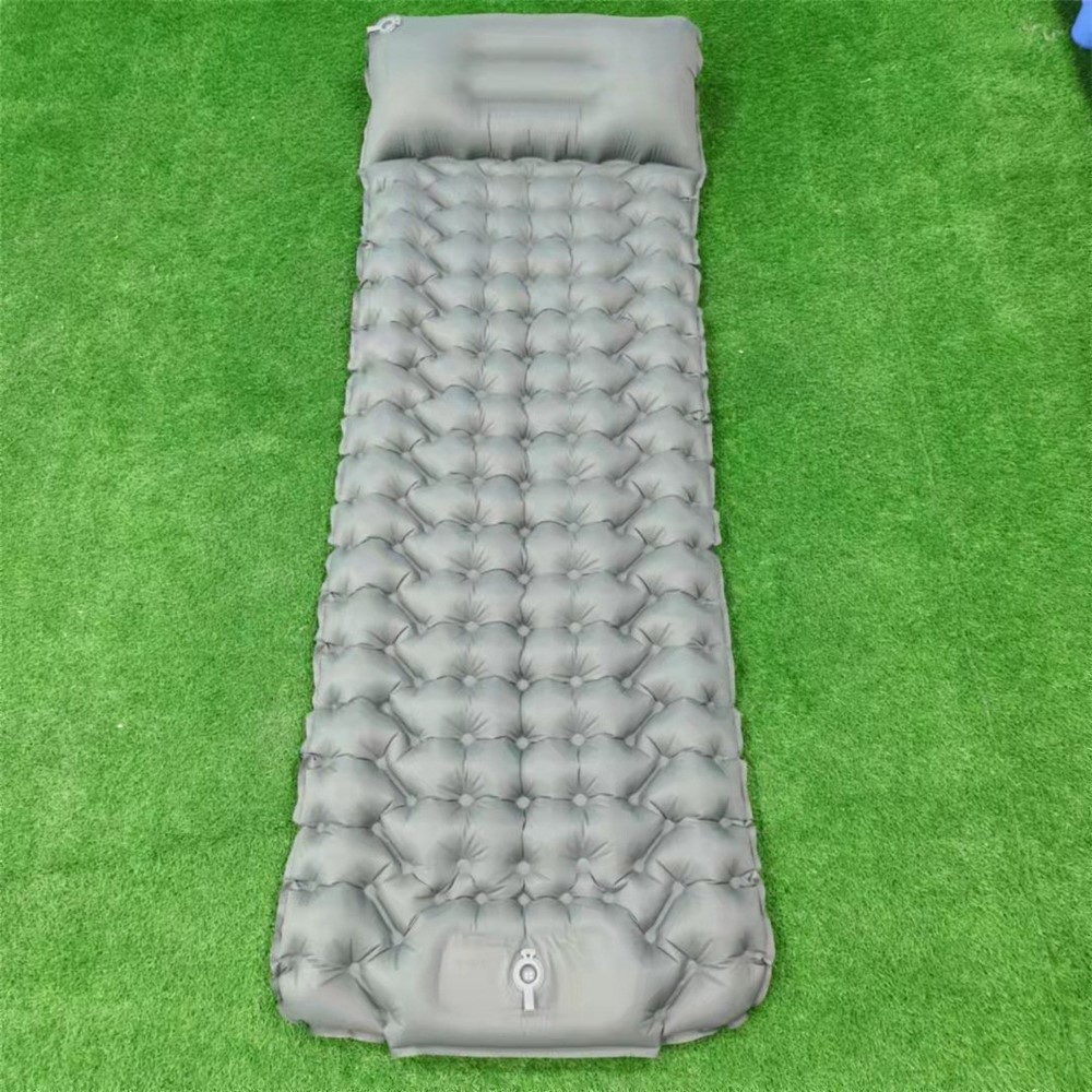 Portable Outdoor Camping Mat Air Mattress with Pillow Foot Stepping Inflation Waterproof Backpacking Sleeping Pad - Navy Blue-4