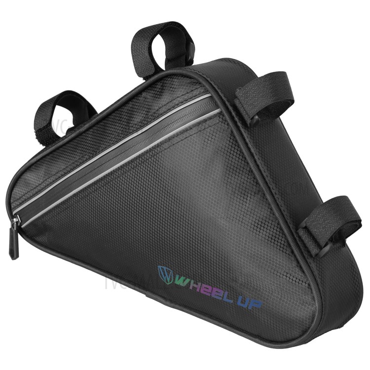 WHEEL UP 1.2L Waterproof Bicycle Front Frame Tube Triangle Bag Cycling Accessories - All Black-1
