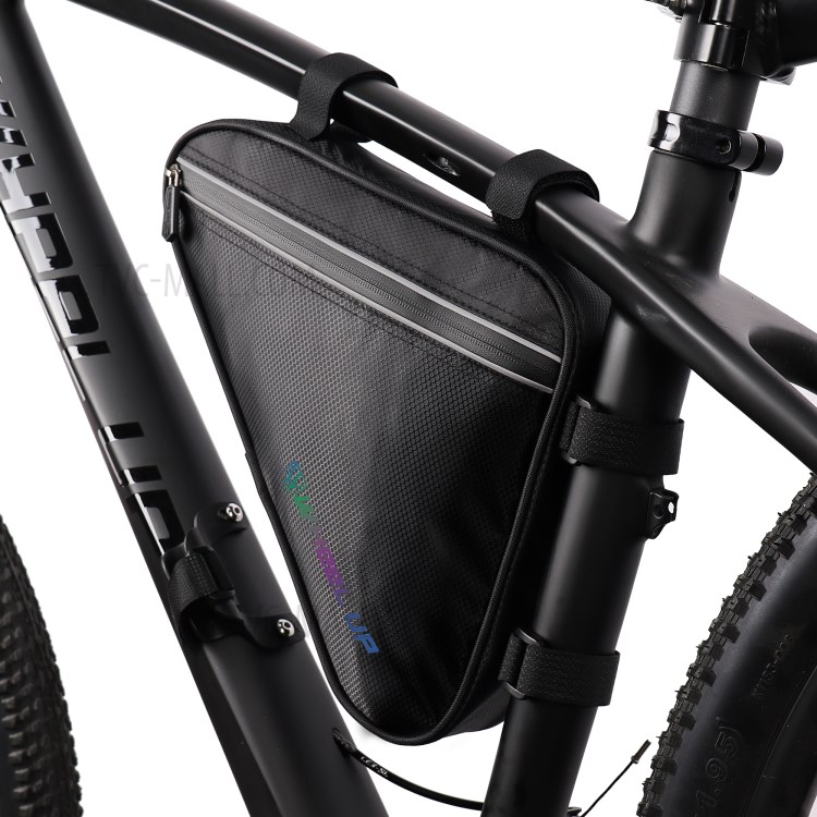WHEEL UP 1.2L Waterproof Bicycle Front Frame Tube Triangle Bag Cycling Accessories - All Black-3