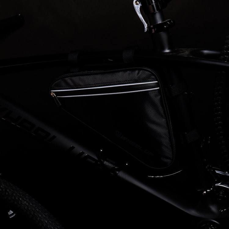 WHEEL UP 1.2L Waterproof Bicycle Front Frame Tube Triangle Bag Cycling Accessories - All Black-4