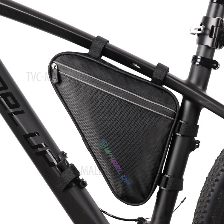 WHEEL UP 1.2L Waterproof Bicycle Front Frame Tube Triangle Bag Cycling Accessories - All Black-5