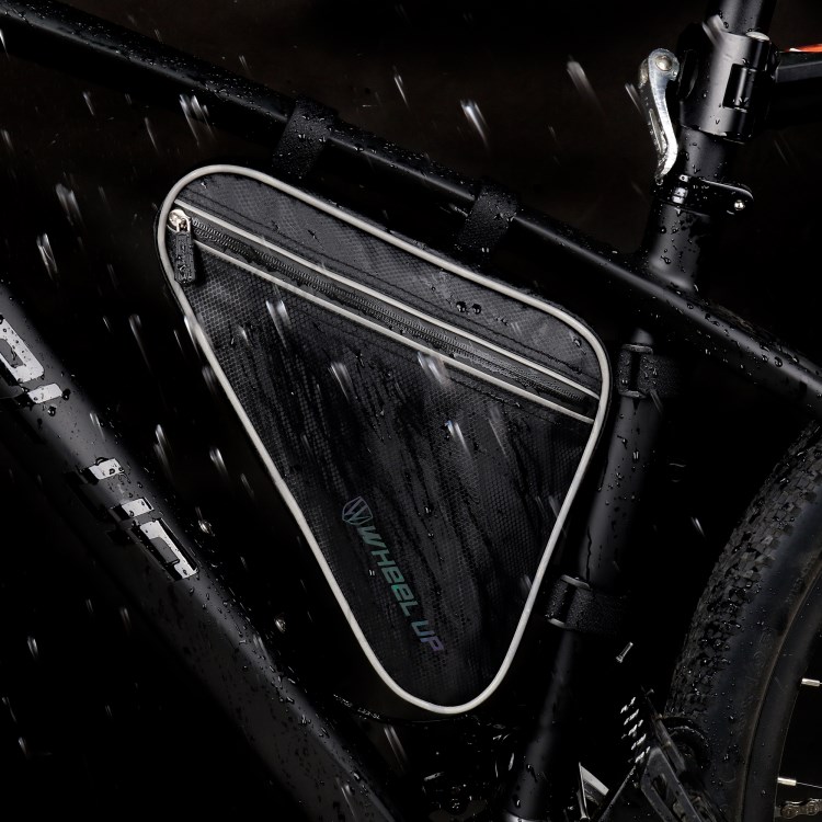 WHEEL UP 1.2L Waterproof Bicycle Front Frame Tube Triangle Bag Cycling Accessories - All Black-6
