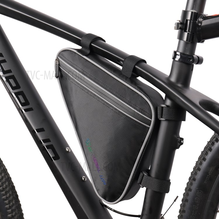 WHEEL UP 1.2L Waterproof Bicycle Front Frame Tube Triangle Bag Cycling Accessories - All Black-7