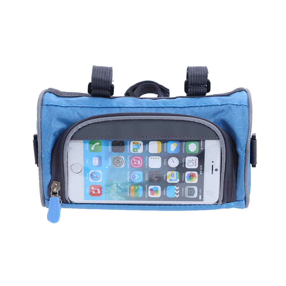 Electric Scooter Bike Handlebar Touch Screen Mobile Phone Pocket Waterproof Front Storage Bag - Blue-5