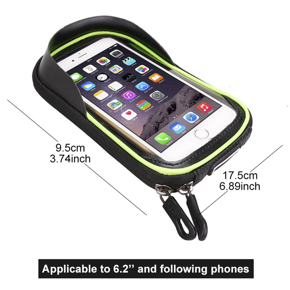 B-SOUL Cycling Bike Front Frame Bag Bicycle Tube Pannier Double Pouch 6.2inch Cellphone Touch Screen Pocket - Blue-4